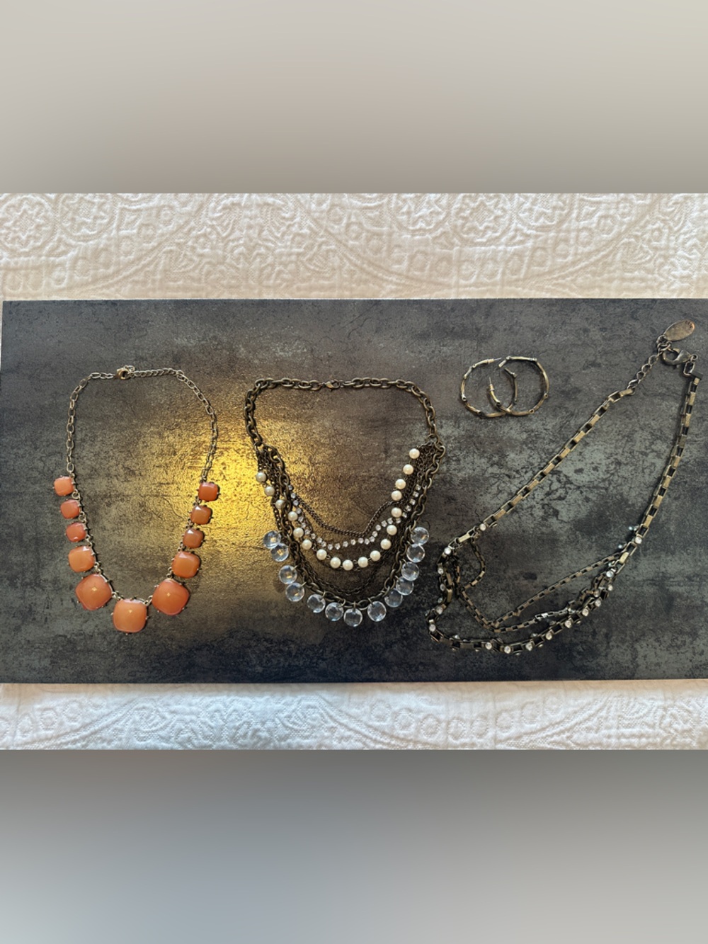 Y2K Necklace bundle! Three necklaces + 1 pair of bamboo style hoops
